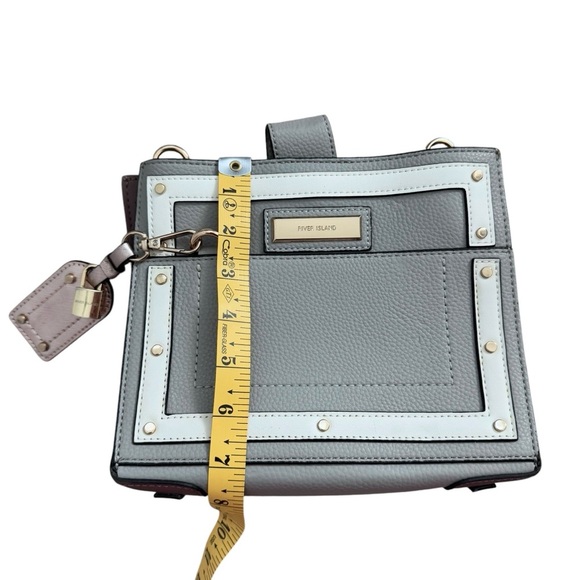 River Island Square Gray Cross Body Shoulder Bag Purse - Picture 8 of 11